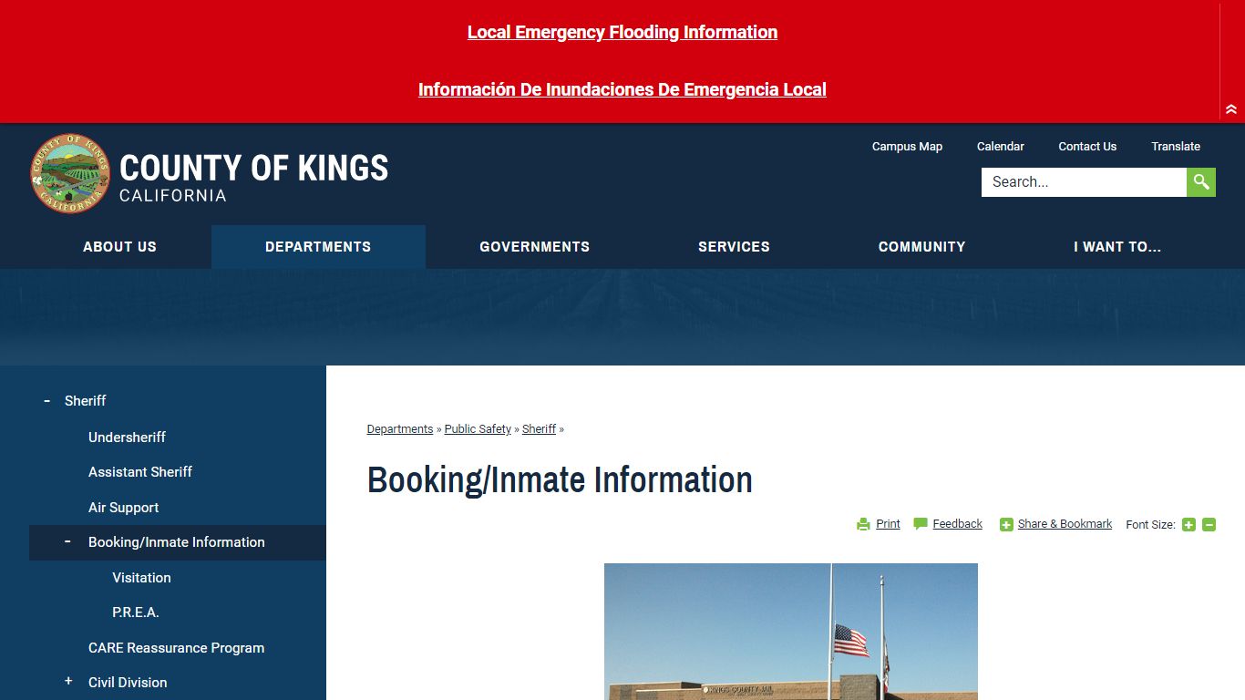 Booking/Inmate Information | Kings County - Kings County, California