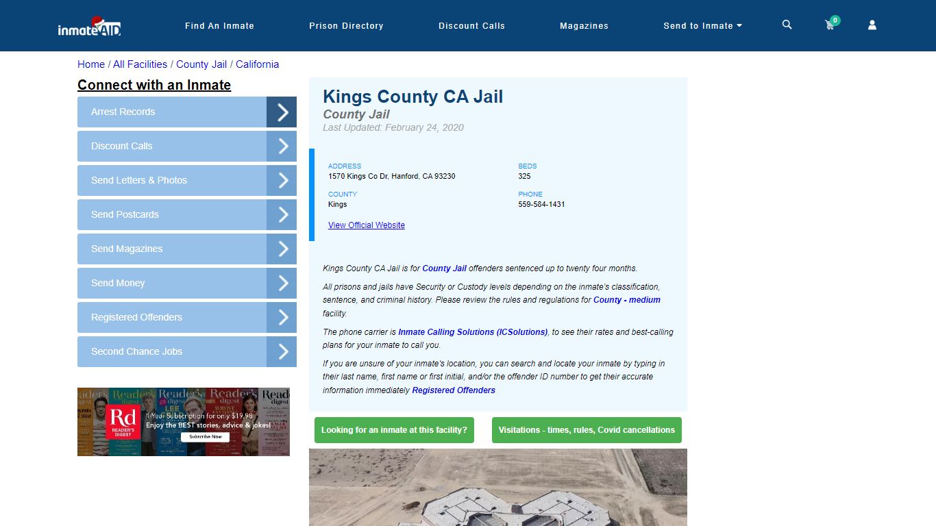 Kings County CA Jail - Inmate Locator - Hanford, CA